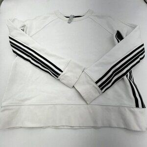 ATHLETA Sport Stripe Crop Sweatshirt Bright White Sz XS